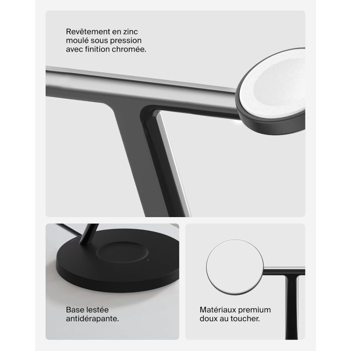 Зарядний пристрій Belkin 3in1 Magnetic Pad Qi2 15W Black (WIZ032KQBK) зображення 6