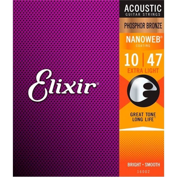 Струны для гитары Elixir 16002 Nanoweb Phosphor Bronze Acoustic Extra Light (10-47) (240661)