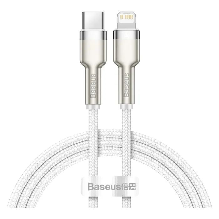 Дата кабель USB-C to Lightning 1.0m Cafule Metal PD 20W white Baseus (CATLJK-A02)
