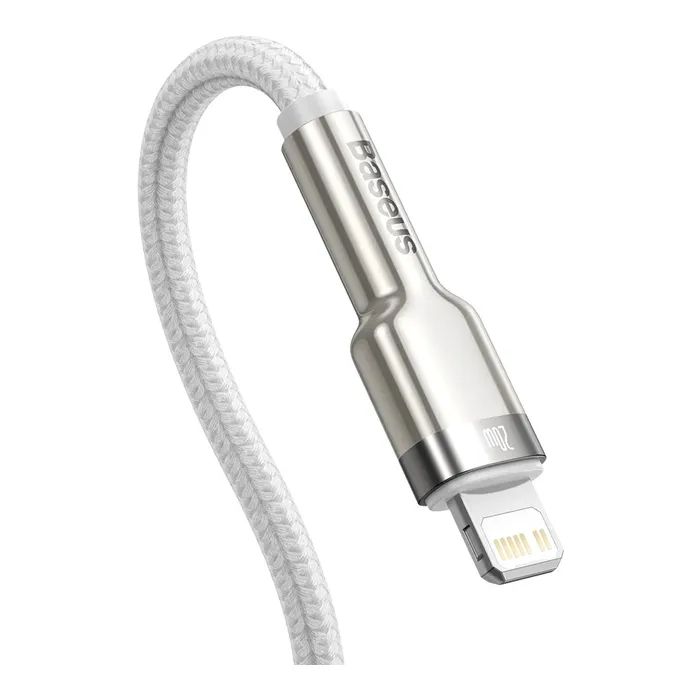 Дата кабель USB-C to Lightning 1.0m Cafule Metal PD 20W white Baseus (CATLJK-A02) зображення 3