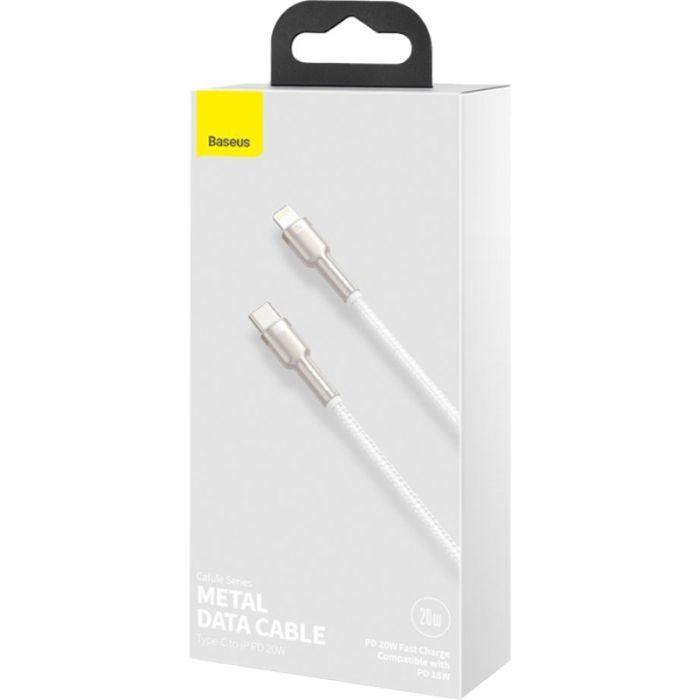 Дата кабель USB-C to Lightning 1.0m Cafule Metal PD 20W white Baseus (CATLJK-A02) зображення 9