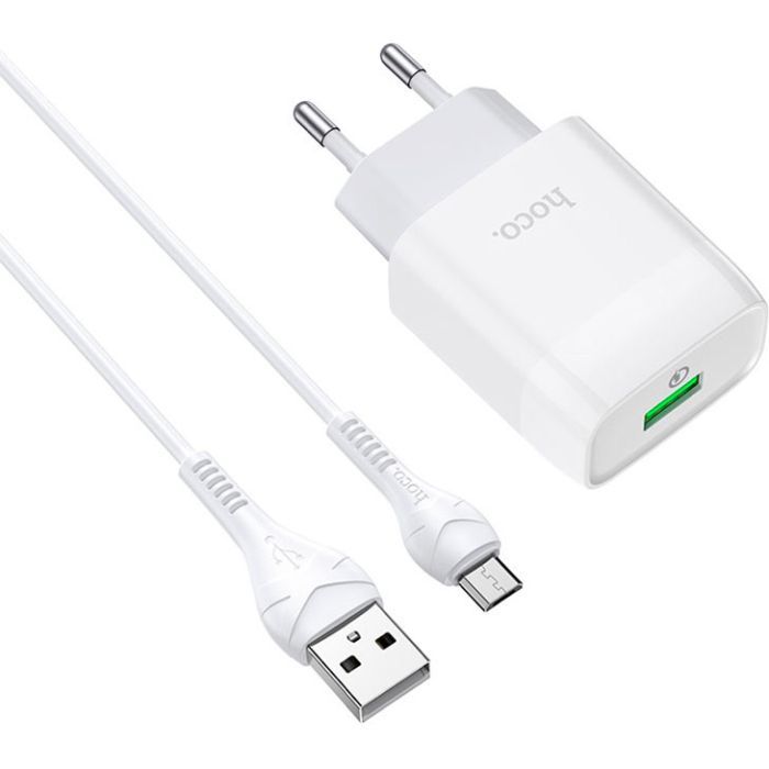 Зарядний пристрій HOCO C72Q Glorious USB QC3.0 + cable USB to Micro 5P 18W Black (6931474732521)