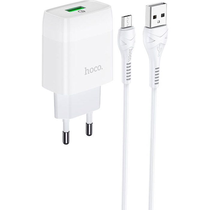 Зарядний пристрій HOCO C72Q Glorious USB QC3.0 + cable USB to Micro 5P 18W Black (6931474732521) зображення 2