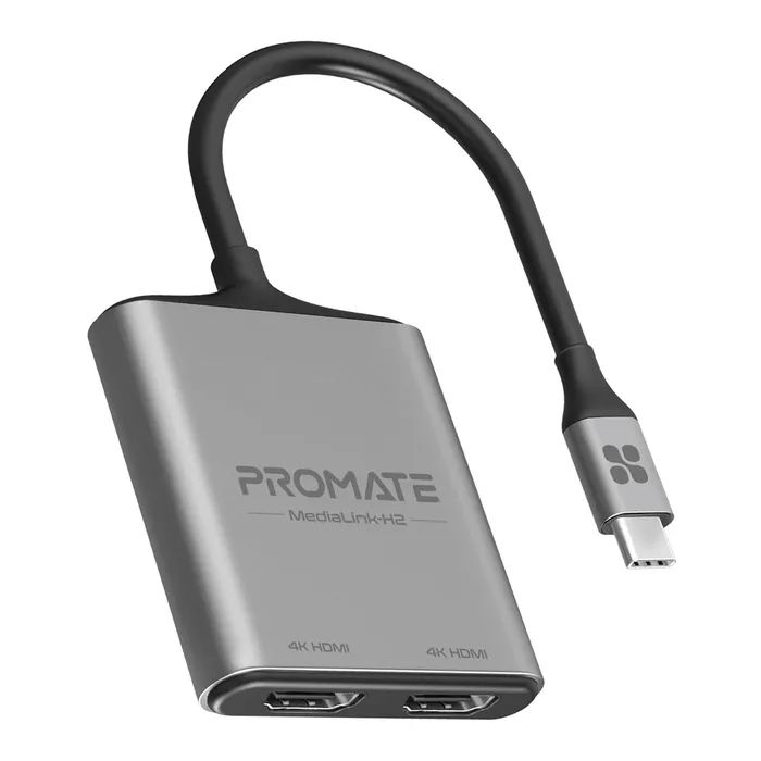 Перехідник USB-C to 2xHDMI 4K Promate (medialink-h2.grey)