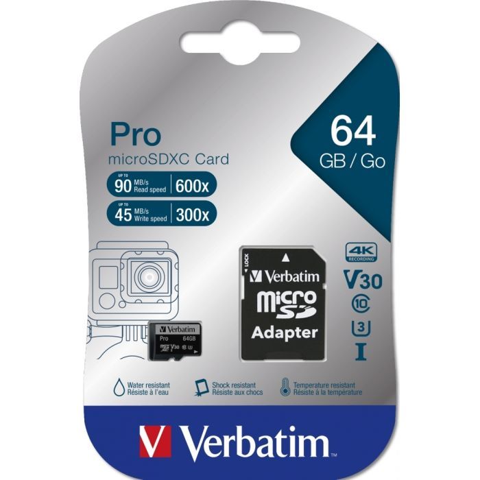 Карта памяти Verbatim 64GB microSDXC class 10 UHS-III PRO (47042) изображение 2