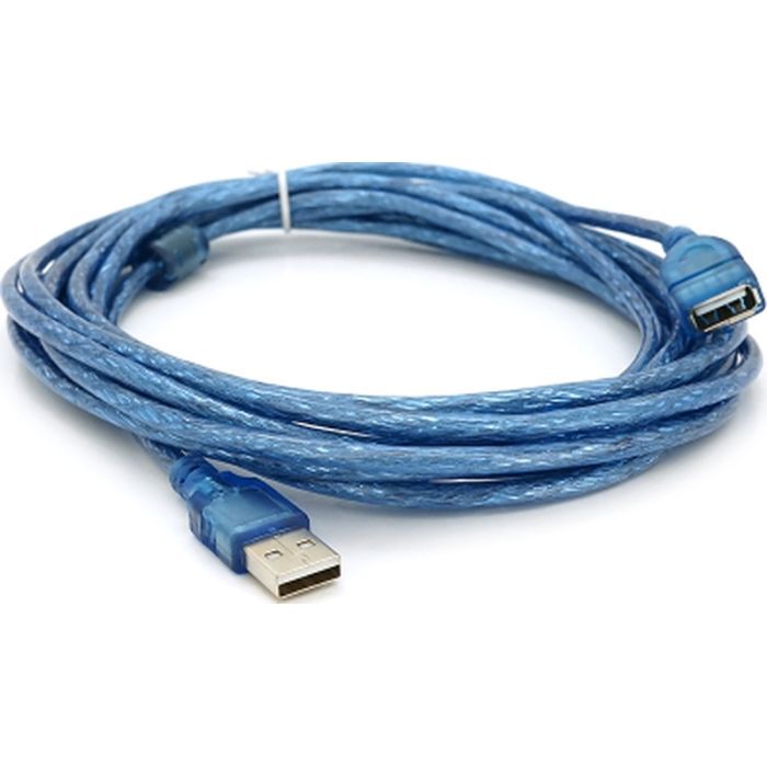 Дата кабель USB 2.0 AM/AF 1.8m ferrite transparent blue Voltronic (YT-AM/AF-1.8TBL)