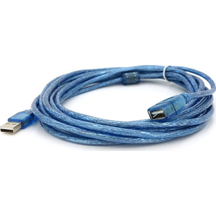 Дата кабель USB 2.0 AM/AF 1.8m ferrite transparent blue Voltronic (YT-AM/AF-1.8TBL) зображення 2