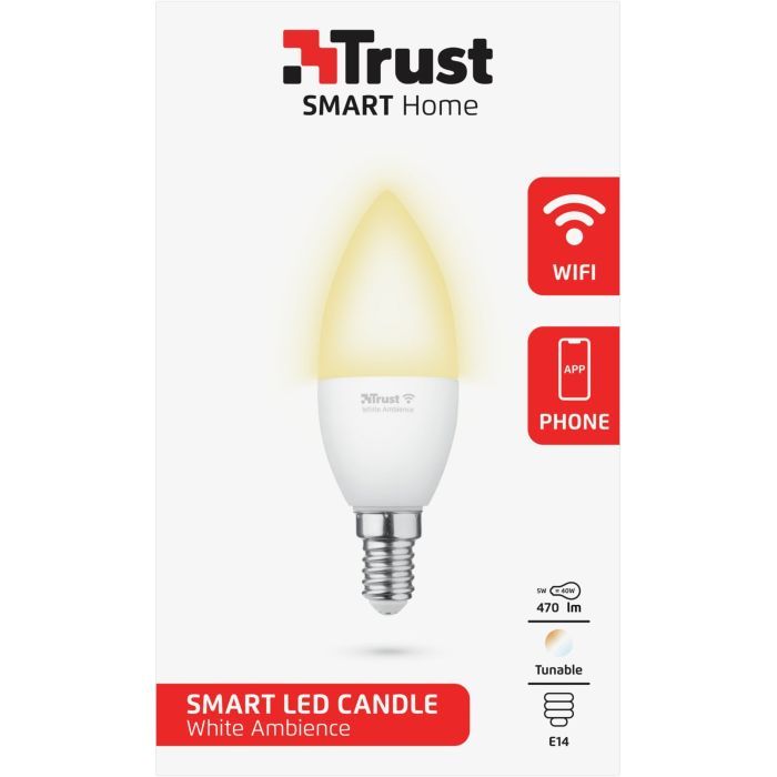 Розумна лампочка Trust E14 470 Lumen, 1800-6500k, white (71284_TRUST) зображення 3 Розумна лампочка Trust E14 470 Lumen, 1800-6500k, white (71284_TRUST) зображення 3