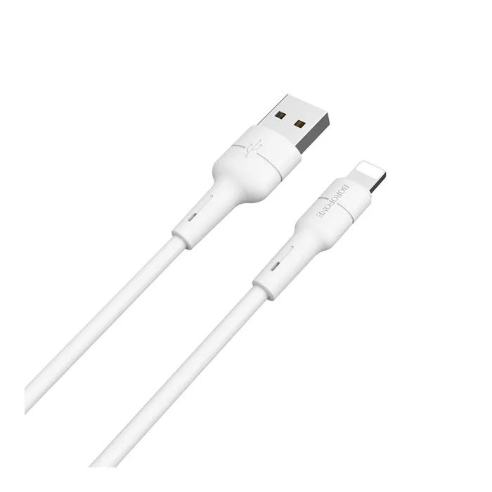 Дата кабель USB 2.0 AM to Lightning 1.0m 2.4A silicone white BOROFONE (6931474706874)