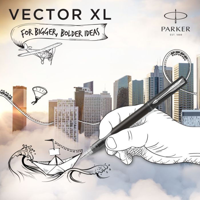 Ручка перьевая Parker VECTOR 17 XL Metallic Black CT  FP M (06 012) изображение 7