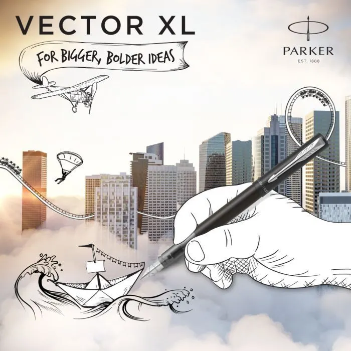 Ручка перьевая Parker VECTOR 17 XL Metallic Black CT  FP M (06 012) изображение 7