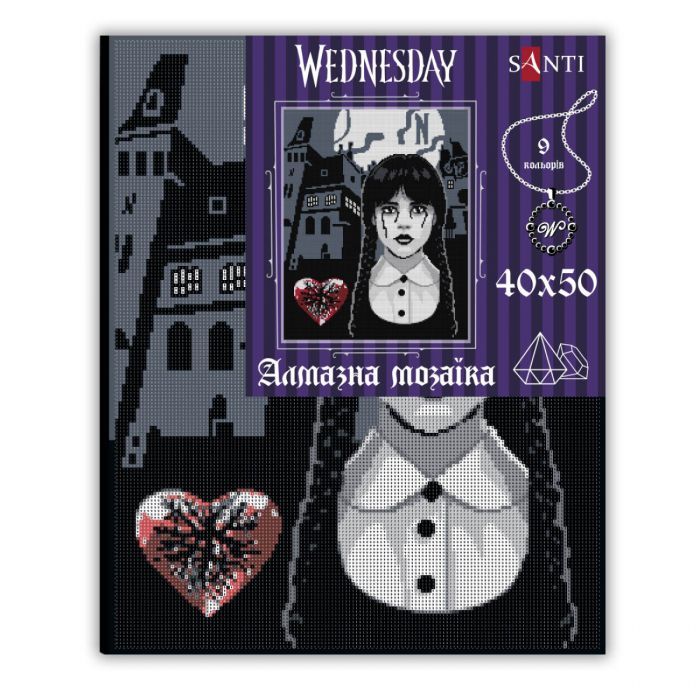 Картина по номерам Santi Wednesday Secrets of Nevermore 40х50 см, алмазна мозаїка (955322) изображение 2