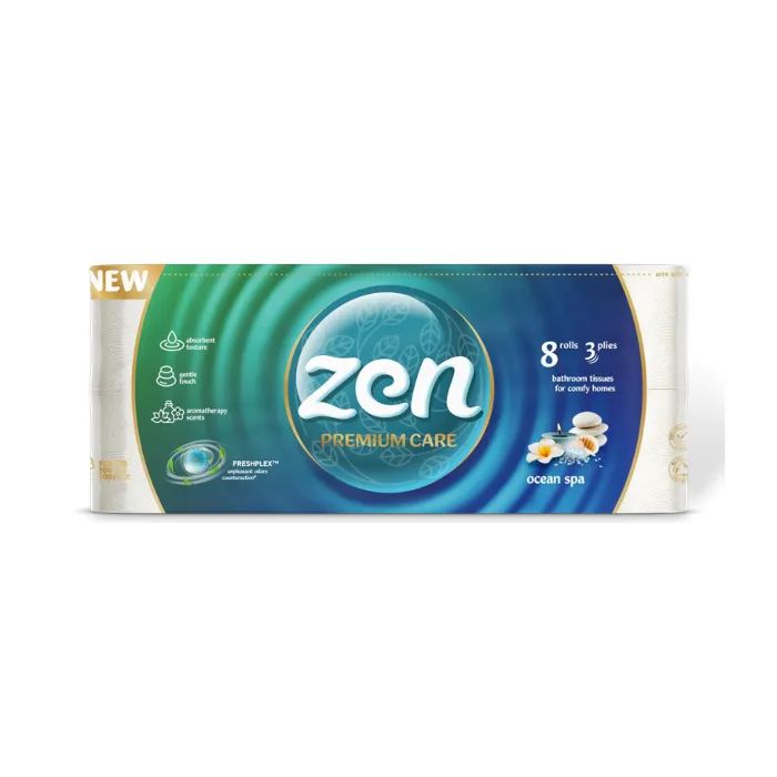 Туалетная бумага Zen Premium Care Ocean SPA 3 слоя 8 рулонов (5944582100077)