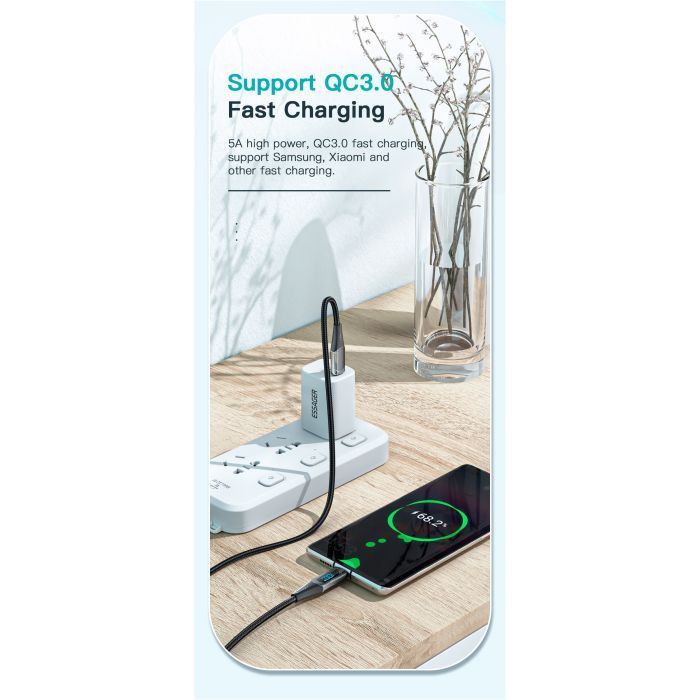 Дата кабель USB-C to USB-C 2.0m 100W Digital Display blue Essager (ES-XCTT1-YDA03) изображение 7