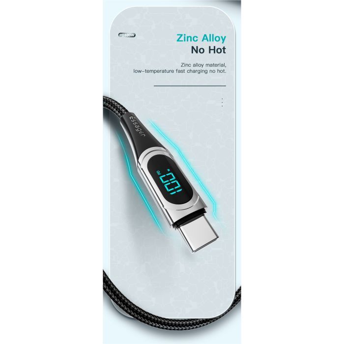 Дата кабель USB-C to USB-C 2.0m 100W Digital Display blue Essager (ES-XCTT1-YDA03) изображение 9