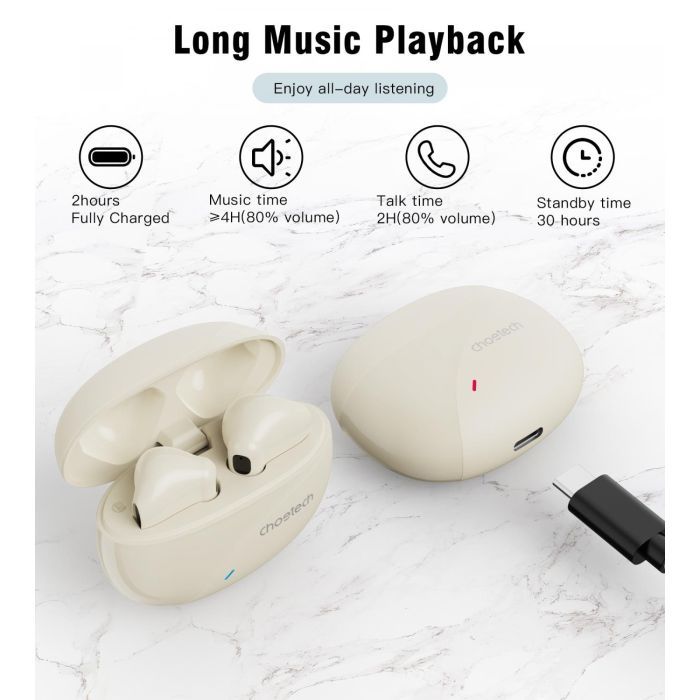 Навушники Choetech TWS Oval Beige (BH-T24-SK) зображення 3