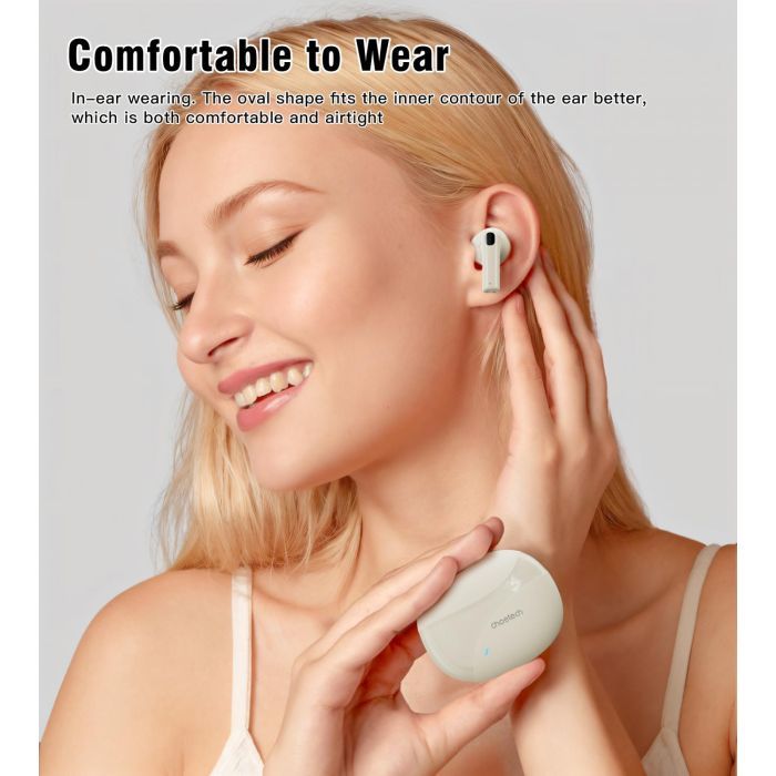 Навушники Choetech TWS Oval Beige (BH-T24-SK) зображення 5
