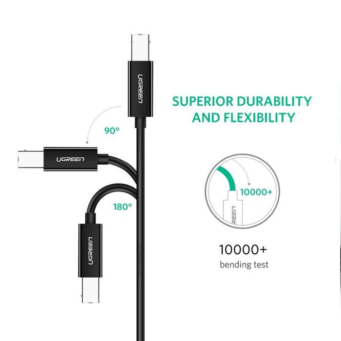 Кабель для принтера USB-C 2.0 to BM 2.0m US241 black UGREEN (50446) изображение 2