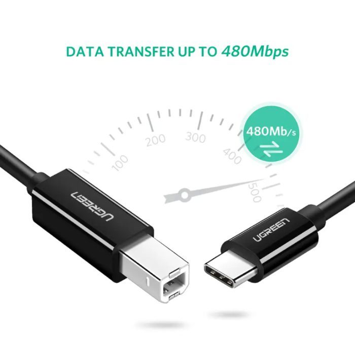 Кабель для принтера USB-C 2.0 to BM 2.0m US241 black UGREEN (50446) изображение 4