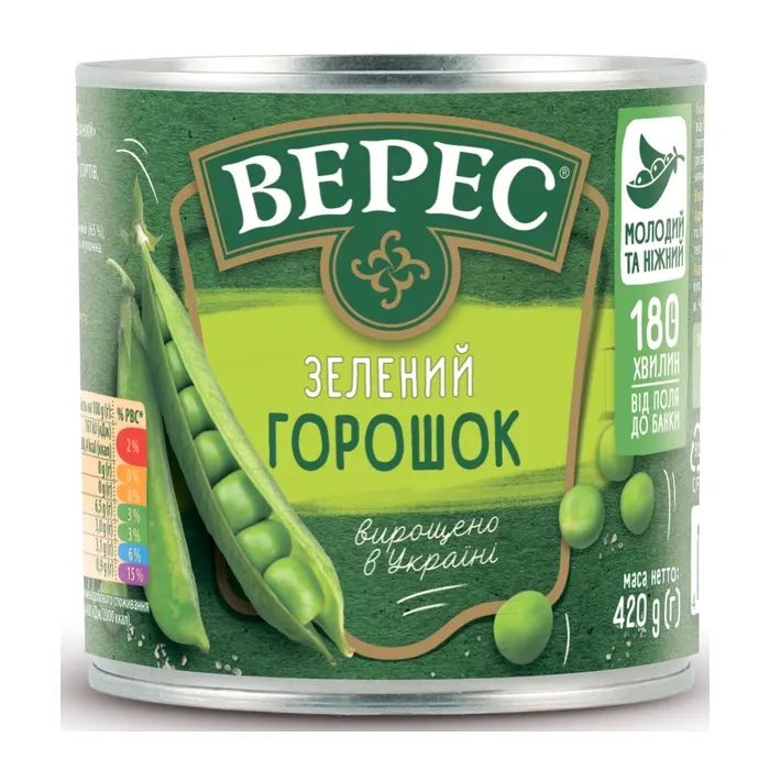 Овочева консервація Верес Горошок зелений 420 г (4823105405817)