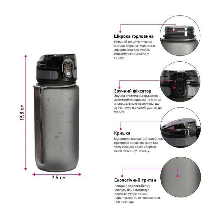 Бутылка для воды Line Art La Plata 600 мл червоний (60014118LA-02) изображение 5