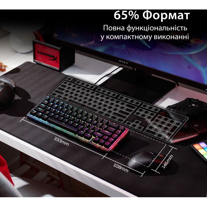 Клавиатура HyperX Origins 2 65 HX Red USB UA Black (B4QS3AA) изображение 7