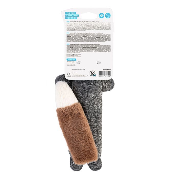 Игрушка для собак WAUDOG Fun Plush Енот трикотаж 24 см (6258) изображение 3