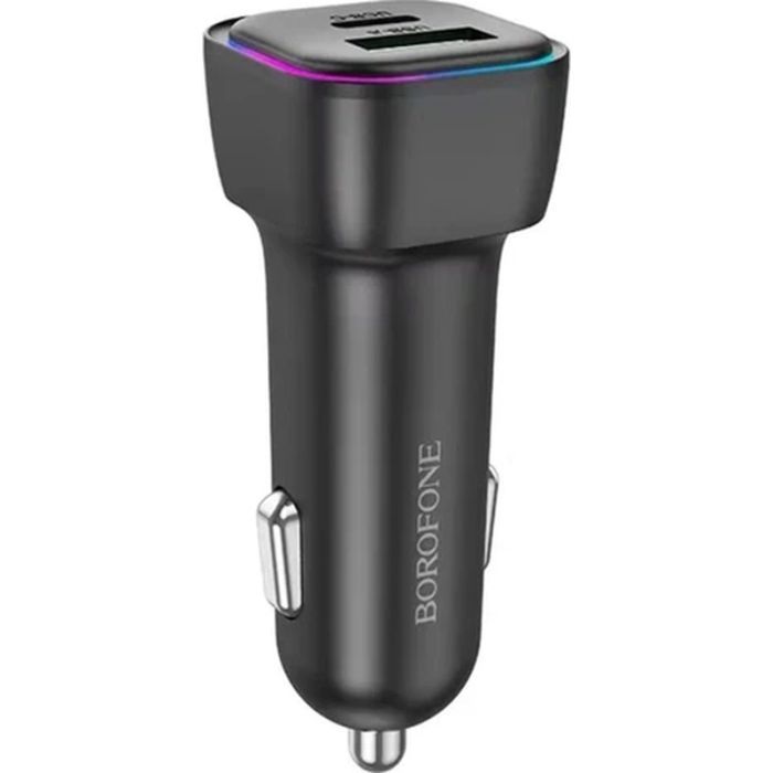 Зарядний пристрій BOROFONE 1xUSB-C PD30W + 1xUSB QC3.0 car adapter black (6941991110818)