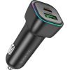 Зарядний пристрій BOROFONE 1xUSB-C PD30W + 1xUSB QC3.0 car adapter black (6941991110818) зображення 2