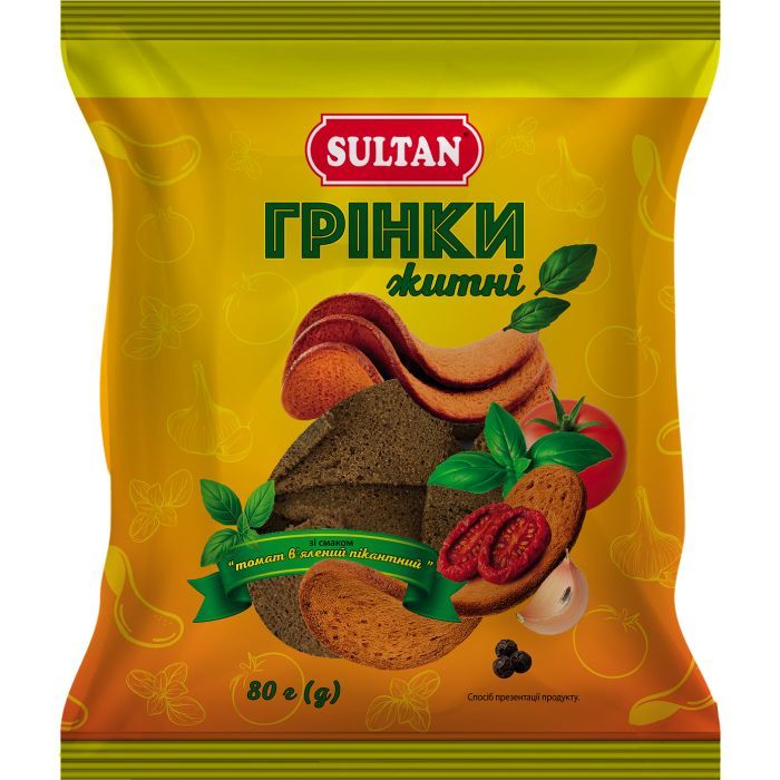 Сухарики Sultan ржаные "вяленые томаты" 80 г (slt.52650)