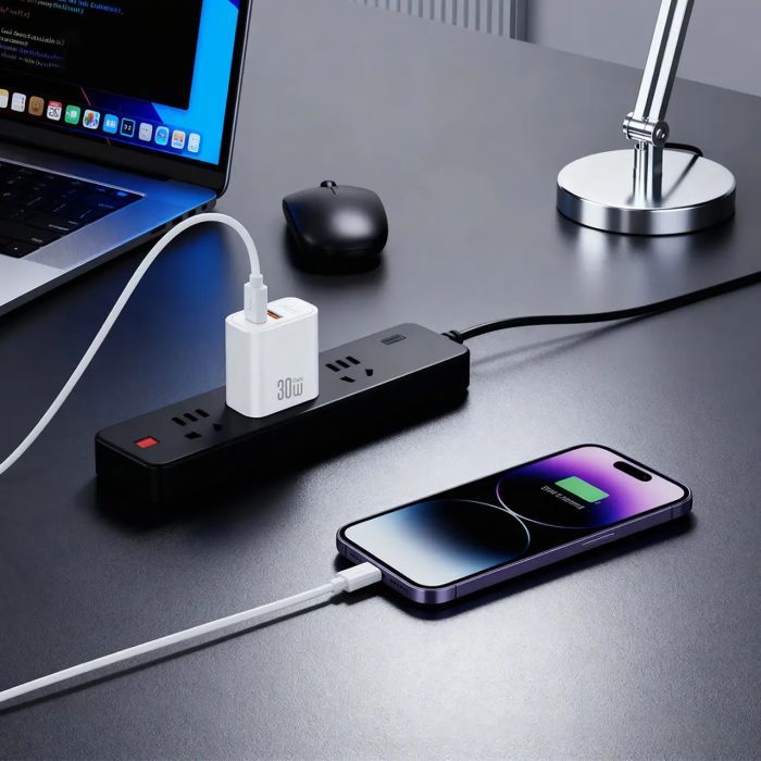 Зарядное устройство XO 1xUSB 22.5W + 1xUSB-C PD30W white (CE42.white) изображение 4