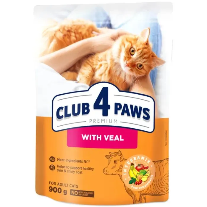 Сухой корм для кошек Club 4 Paws с телятиной 900 г (4820269140196)