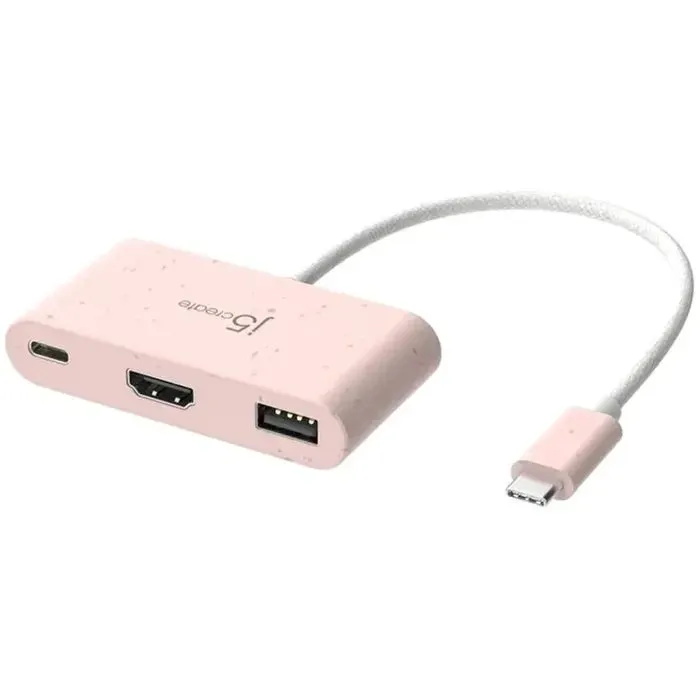 Концентратор J5create USB-C 3-in-1 1xHDMI + 1xUSB 3.2 + 1xUSB-C PD100W pink (JCA379ER-N)