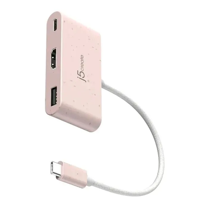 Концентратор J5create USB-C 3-in-1 1xHDMI + 1xUSB 3.2 + 1xUSB-C PD100W pink (JCA379ER-N) изображение 2
