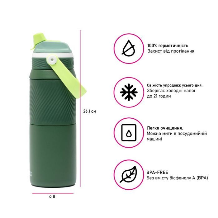 Термокружка Kambukka Dupla 2 в 1 Insulated 1000 мл чорний (11-10007) изображение 3