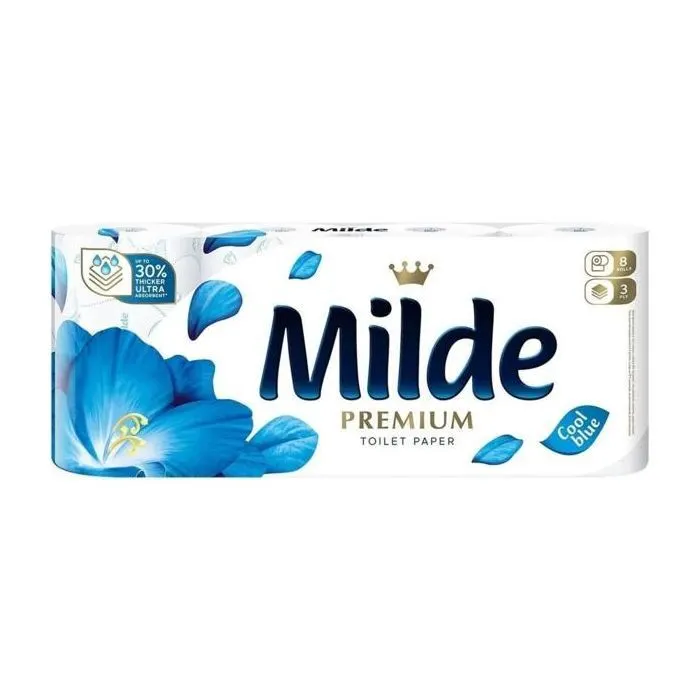Туалетний папір Milde Cool Blue 3 шари 8 рулонів (3800024026393)