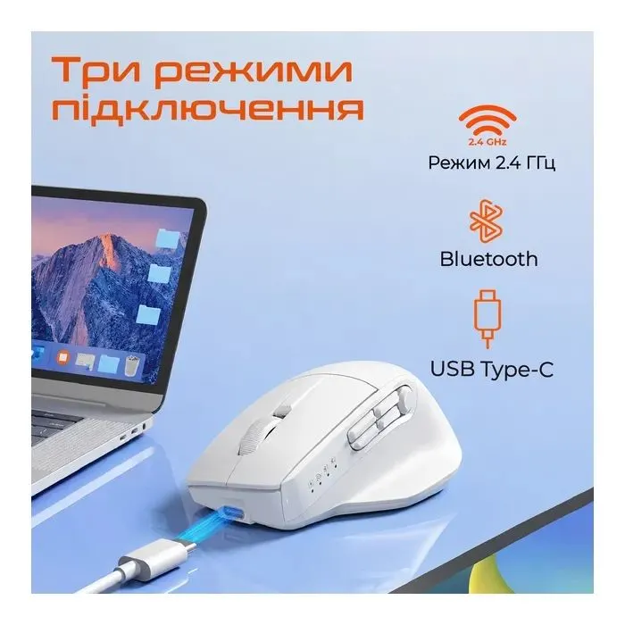 Мишка Meetion Anywhere3-B Wireless/Bluetooth/USB White (MT-Anywhere3-B) зображення 2