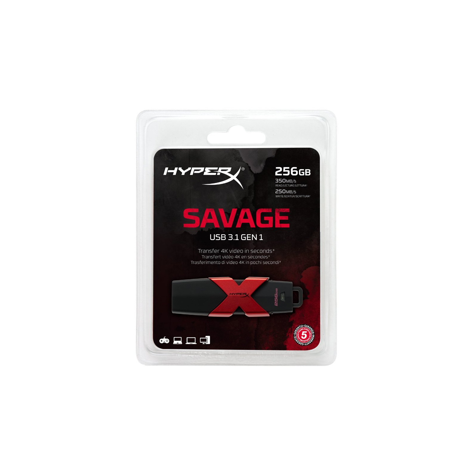 USB флеш накопичувач Kingston 256GB HyperX Savage USB 3.1 (HXS3/256GB) зображення 5