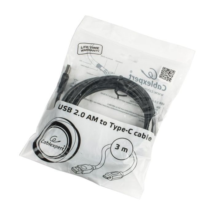 Дата кабель USB 2.0 Type-C to AM 3.0m Cablexpert (CCP-USB2-AMCM) изображение 2