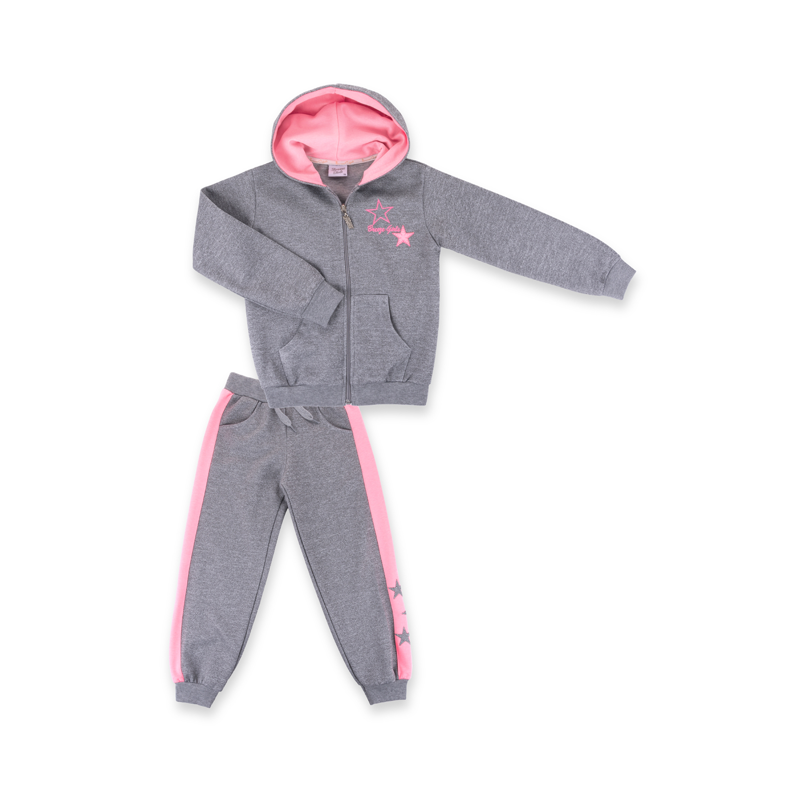 Спортивний костюм Breeze з рожевими лампасами (9553-128G-gray)