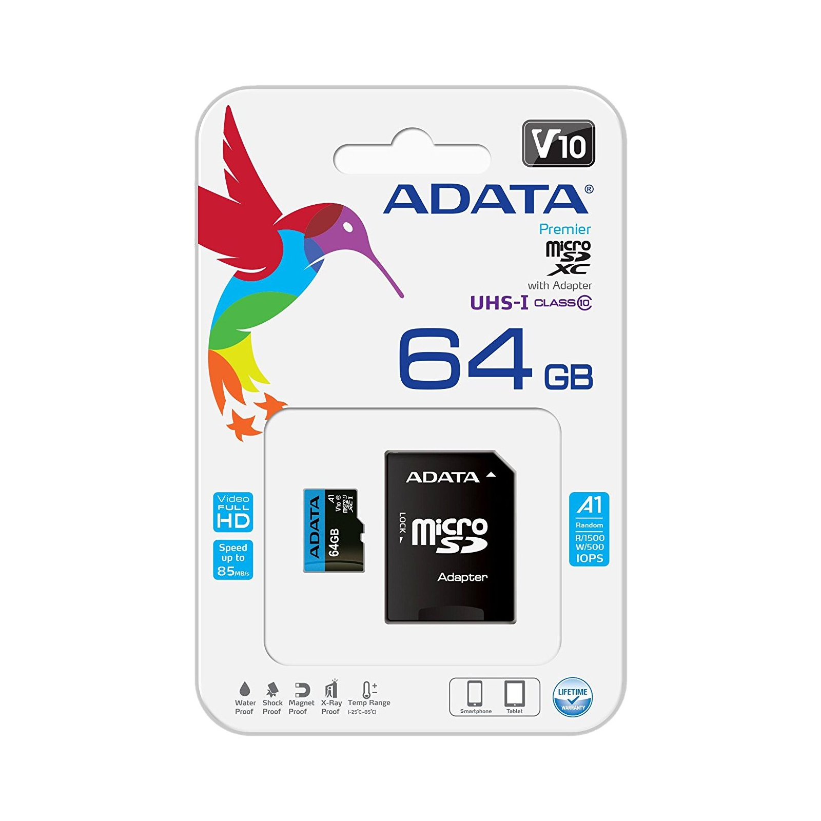 Карта памяти ADATA 64GB microSD class 10 UHS-I A1 Premier (AUSDX64GUICL10A1-RA1) изображение 5