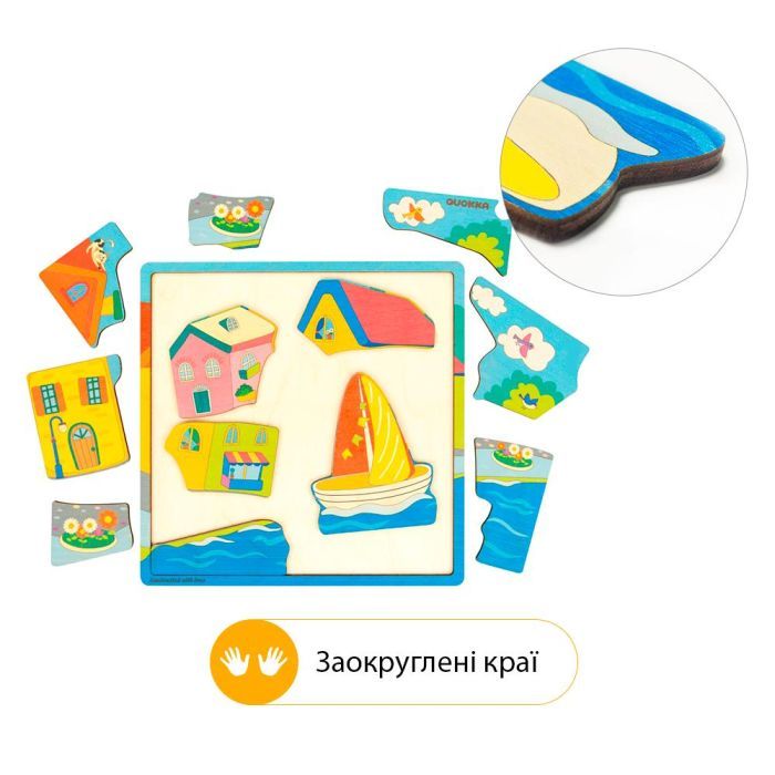 Развивающая игрушка Quokka Пазл-мозаика Домики (QUOKA017PM) изображение 3