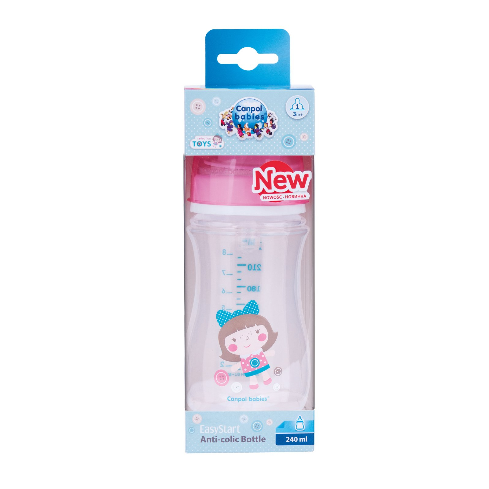 Пляшечка для годування Canpol babies антиколькова EasyStart Newborn baby 240мл (35/221_pin) зображення 2