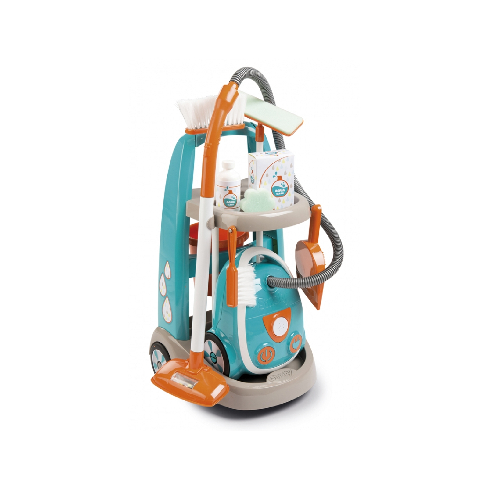 Игровой набор Smoby Тележка для прибирания с пылесосом и 9 аксессуарам (330309)