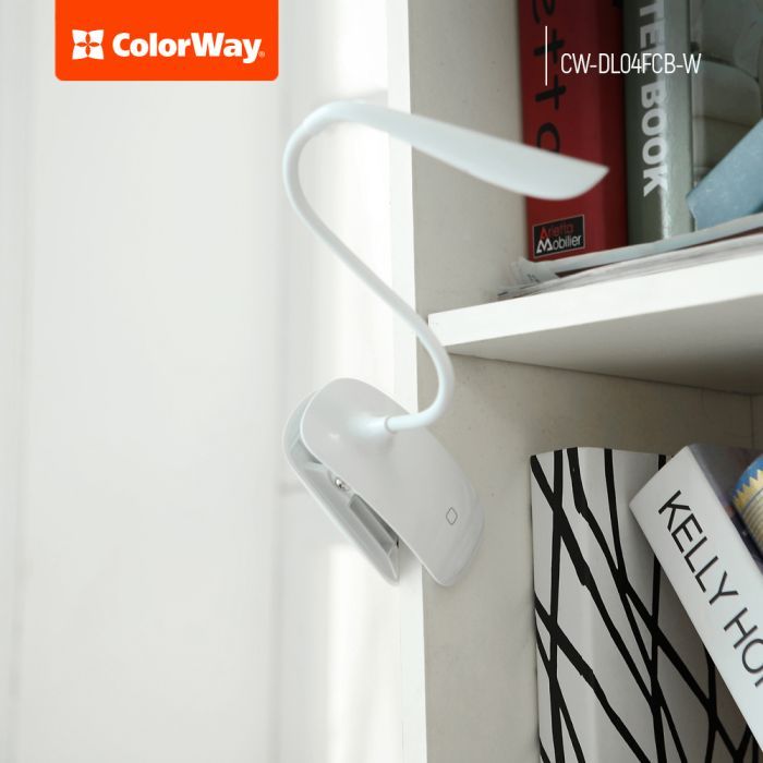Настільна лампа ColorWay LED Flexible & Clip з вбудованим акумулятором 500mAh (CW-DL04FCB-W) зображення 2