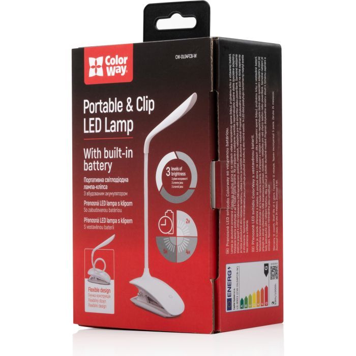 Настільна лампа ColorWay LED Flexible & Clip з вбудованим акумулятором 500mAh (CW-DL04FCB-W) зображення 5