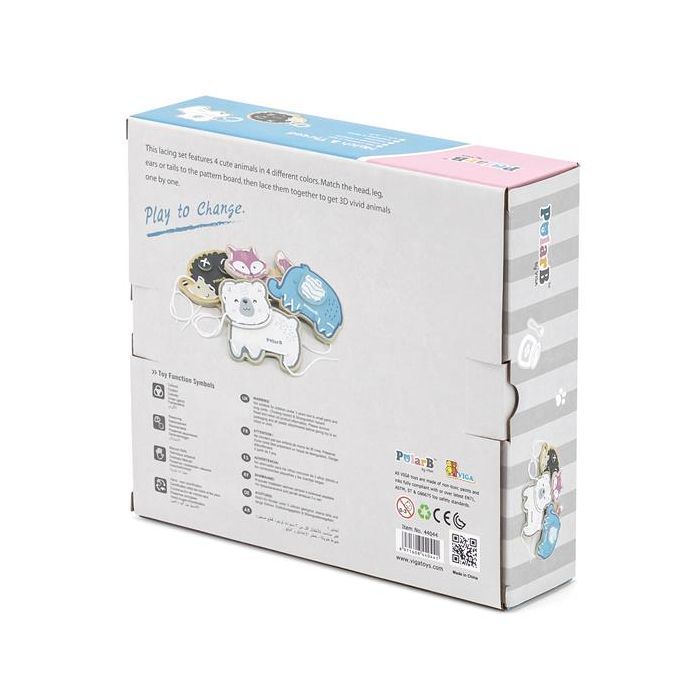 Розвиваюча іграшка Viga Toys Шнурівка PolarB Звірятка 4 шт. (44044) зображення 3