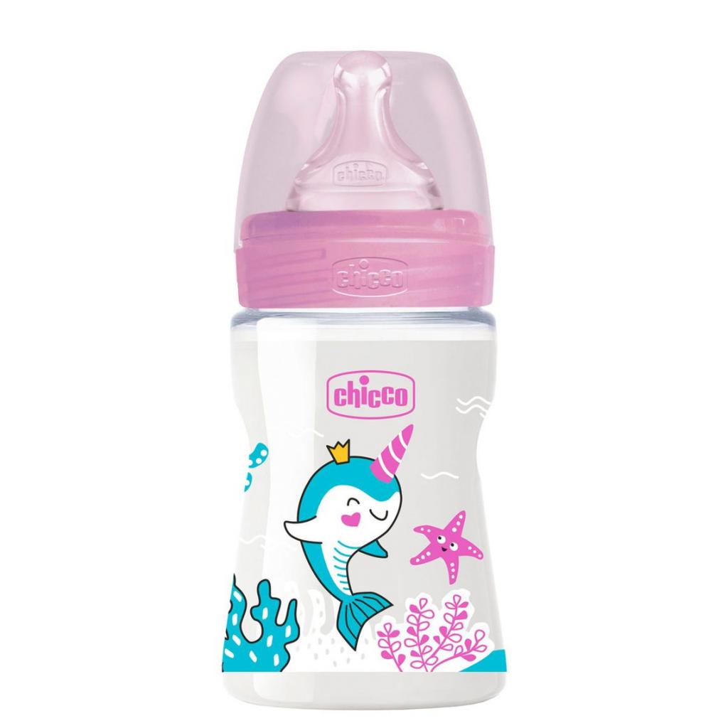 Бутылочка для кормления Chicco пластиковая Well-Being с силиконовой соской 0м+ 150 мл Розов (28611.10) изображение 3