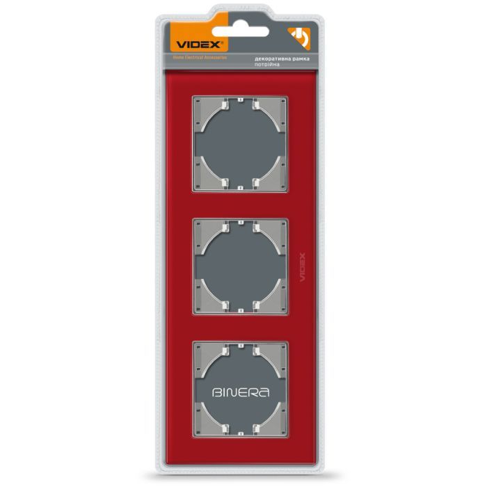 Рамка Videx BINERA червоне скло 3 поста (VF-BNFRG3H-RD)