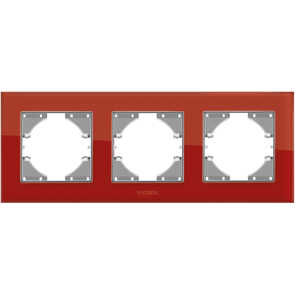 Рамка Videx BINERA красное стекло 3 поста (VF-BNFRG3H-RD) изображение 2